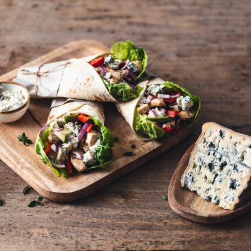 Wraps de blanc de poulet fermier au Bleu d’Auvergne